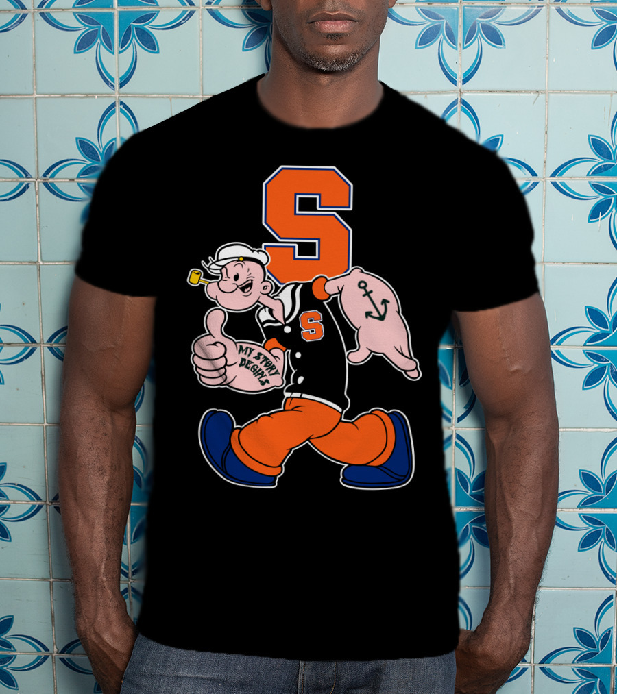 Syracuse Orange Popeye Thumbs Up Anchor Tattoo Walking My Story Designs T-Shirt