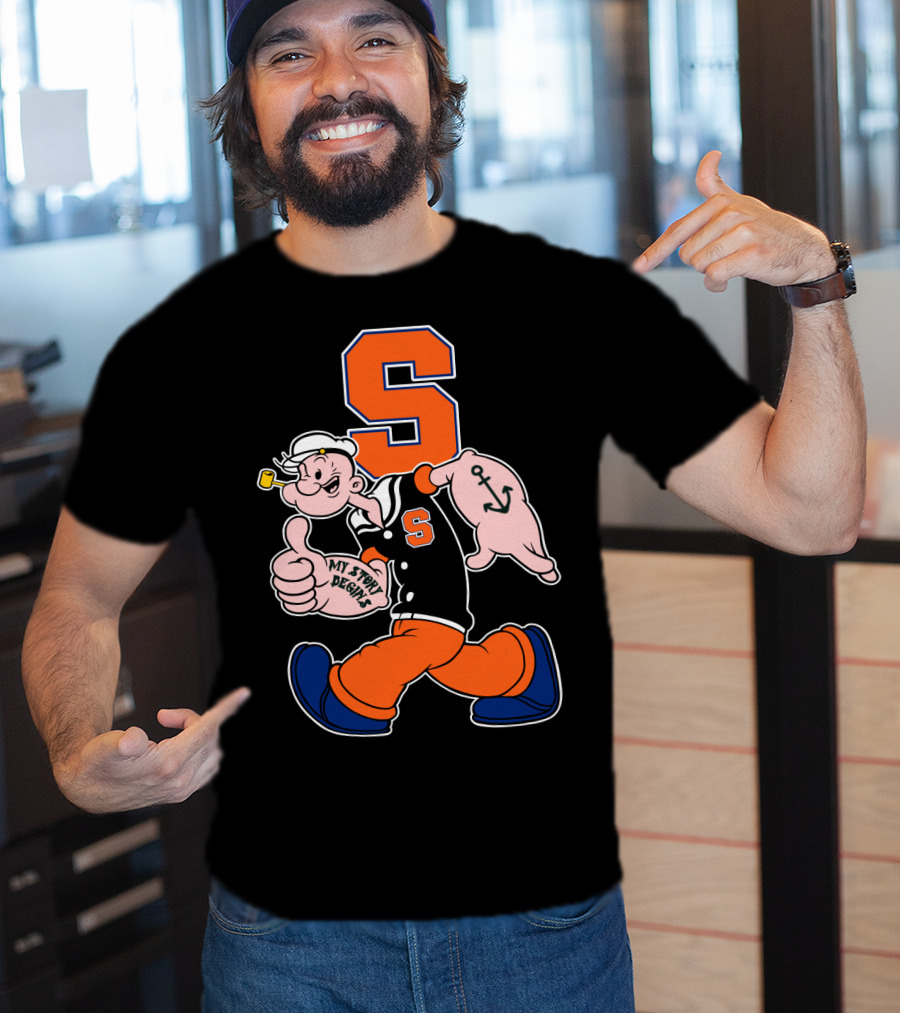 Syracuse Orange Popeye Thumbs Up Anchor Tattoo Walking My Story Designs T-Shirt