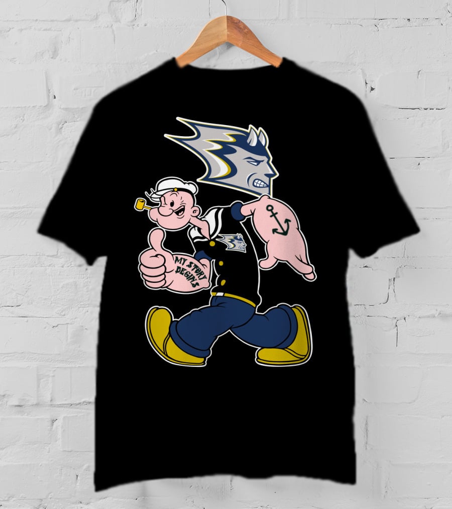 Stout Blue Devils Popeye My Story Designs Anchor T-Shirt