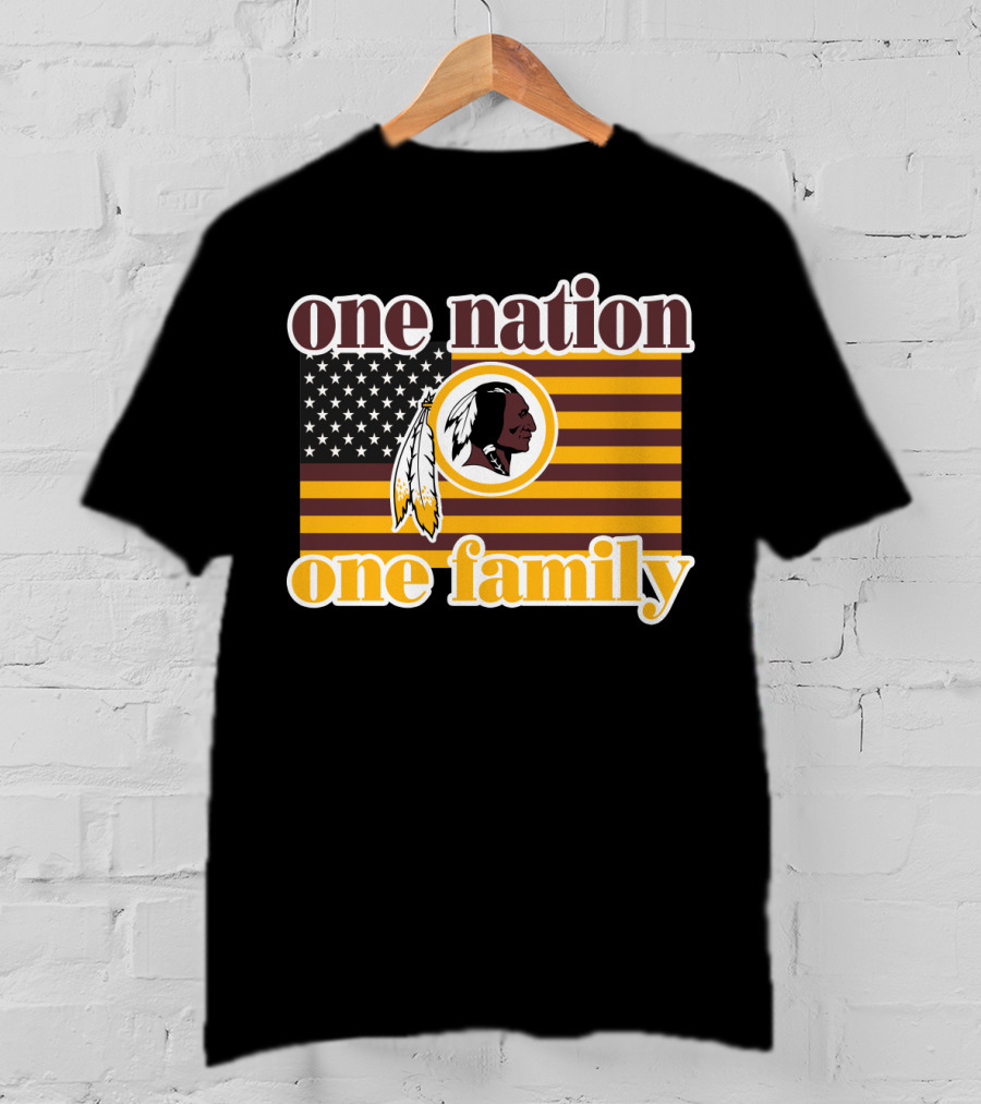 One Nation One Family Washington Redskins Logo American Flag T-Shirt