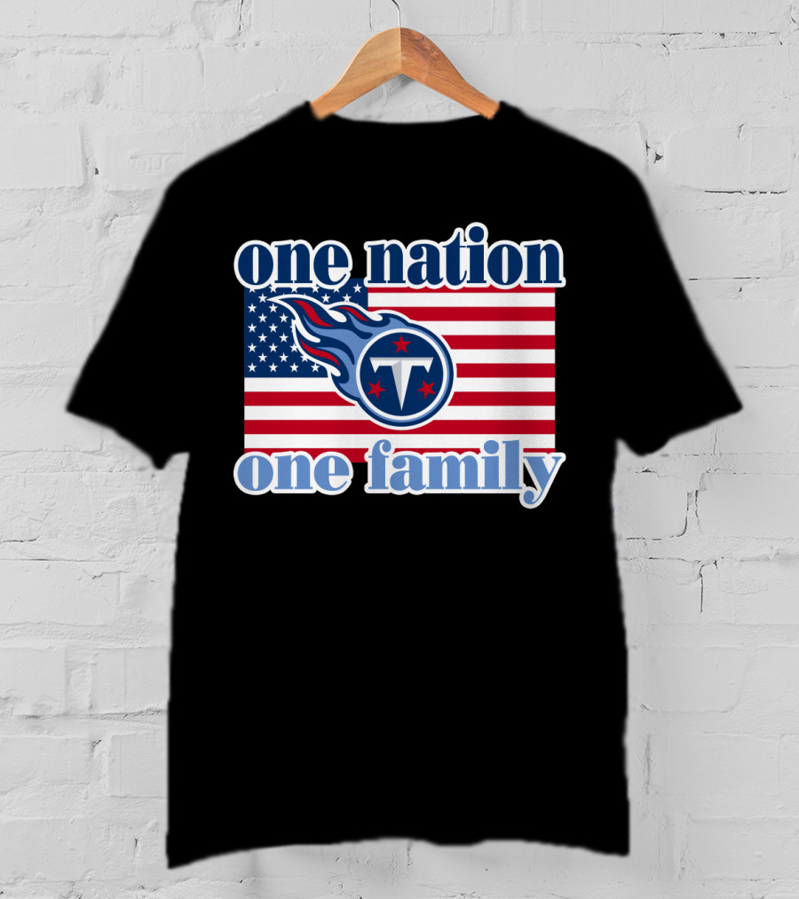 One Nation One Family Tennessee Titans American Flag T-Shirt