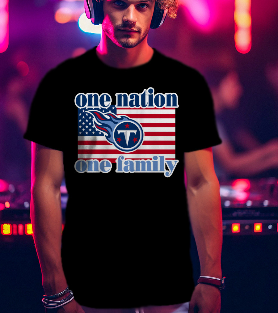 One Nation One Family Tennessee Titans American Flag T-Shirt