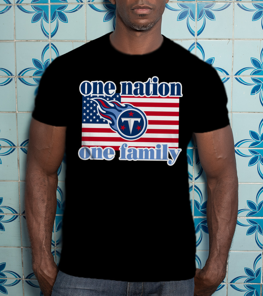 One Nation One Family Tennessee Titans American Flag T-Shirt