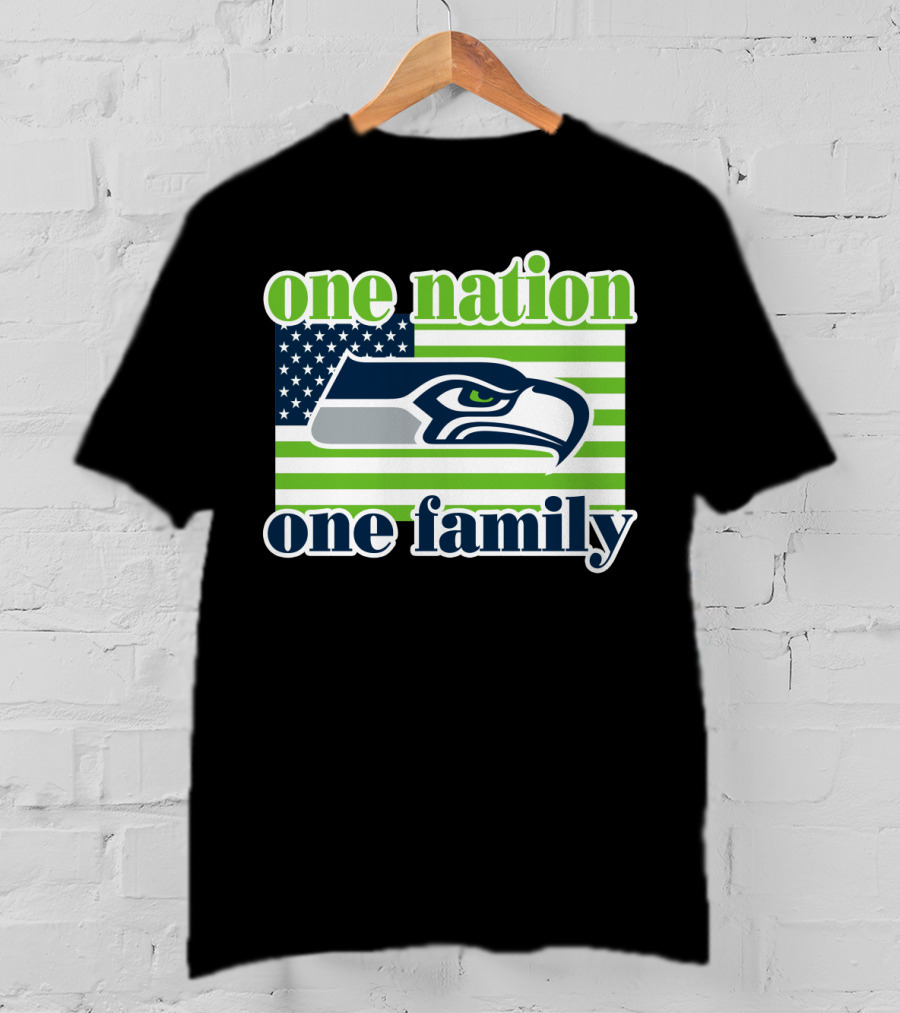 One Nation One Family Seattle Seahawks Flag T-Shirt