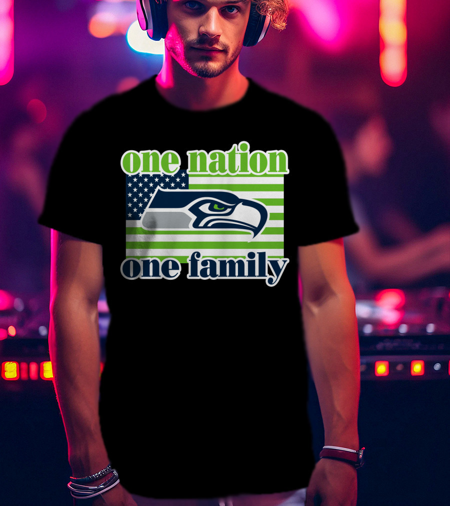 One Nation One Family Seattle Seahawks Flag T-Shirt