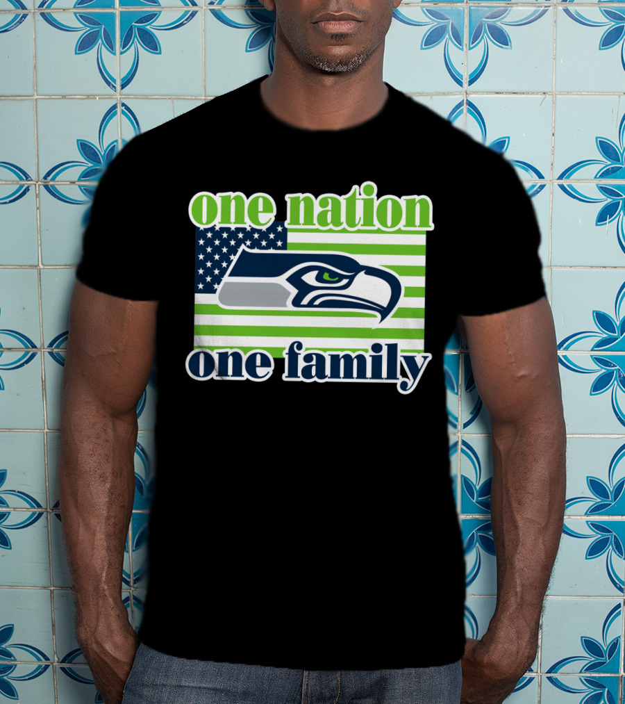 One Nation One Family Seattle Seahawks Flag T-Shirt