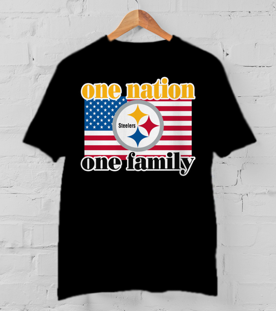 One Nation One Family Steelers American Flag T-Shirt