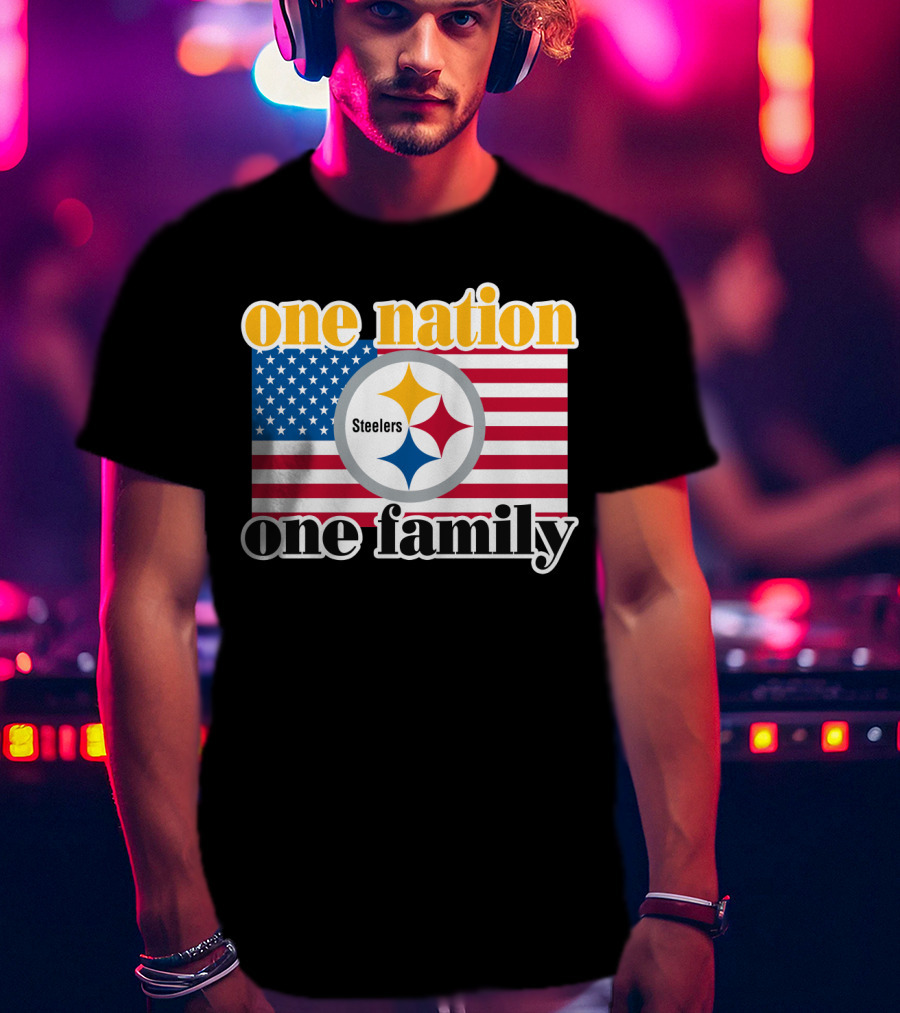 One Nation One Family Steelers American Flag T-Shirt