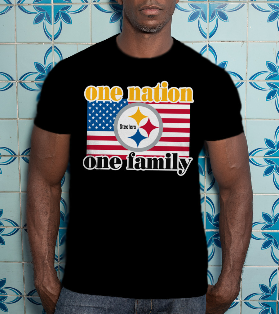 One Nation One Family Steelers American Flag T-Shirt