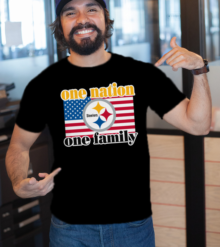 One Nation One Family Steelers American Flag T-Shirt