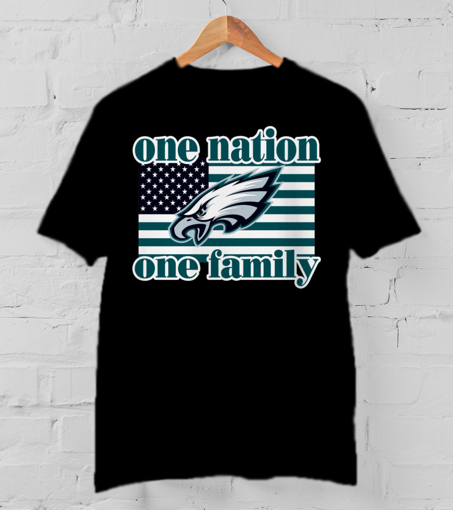 One Nation One Family Philadelphia Eagles Flag T-Shirt