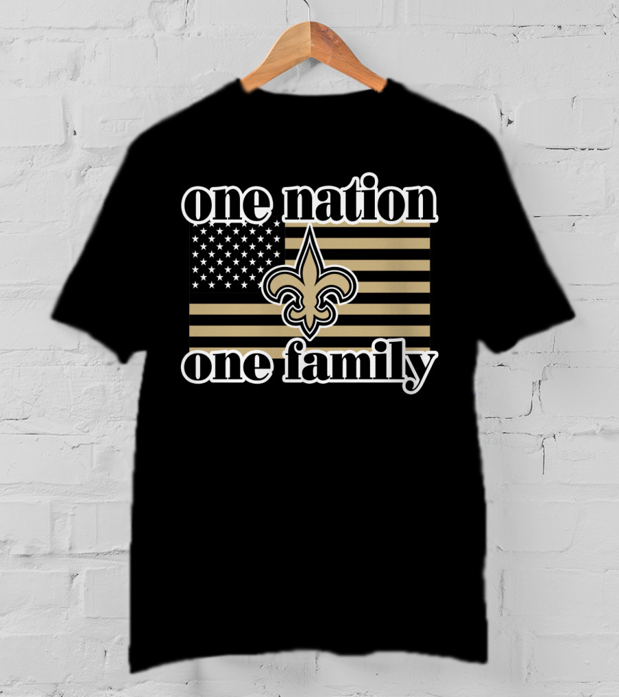 One Nation One Family American Flag Fleur-De-Lis 11 Saints T-Shirt