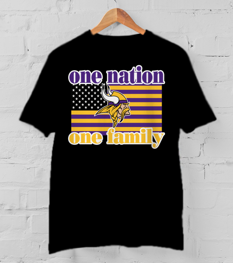 One Nation One Family Minnesota Vikings American Flag T-Shirt