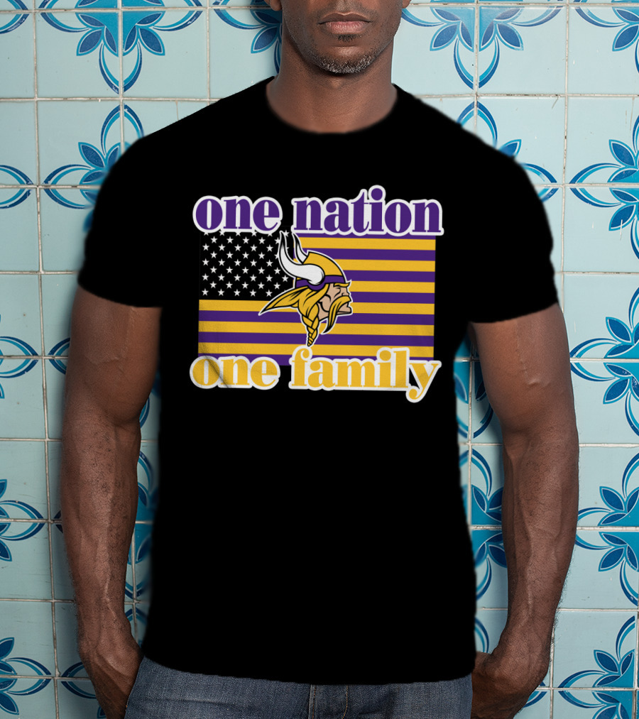 One Nation One Family Minnesota Vikings American Flag T-Shirt