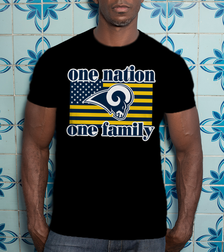 One Nation One Family Los Angeles Rams American Flag T-Shirt