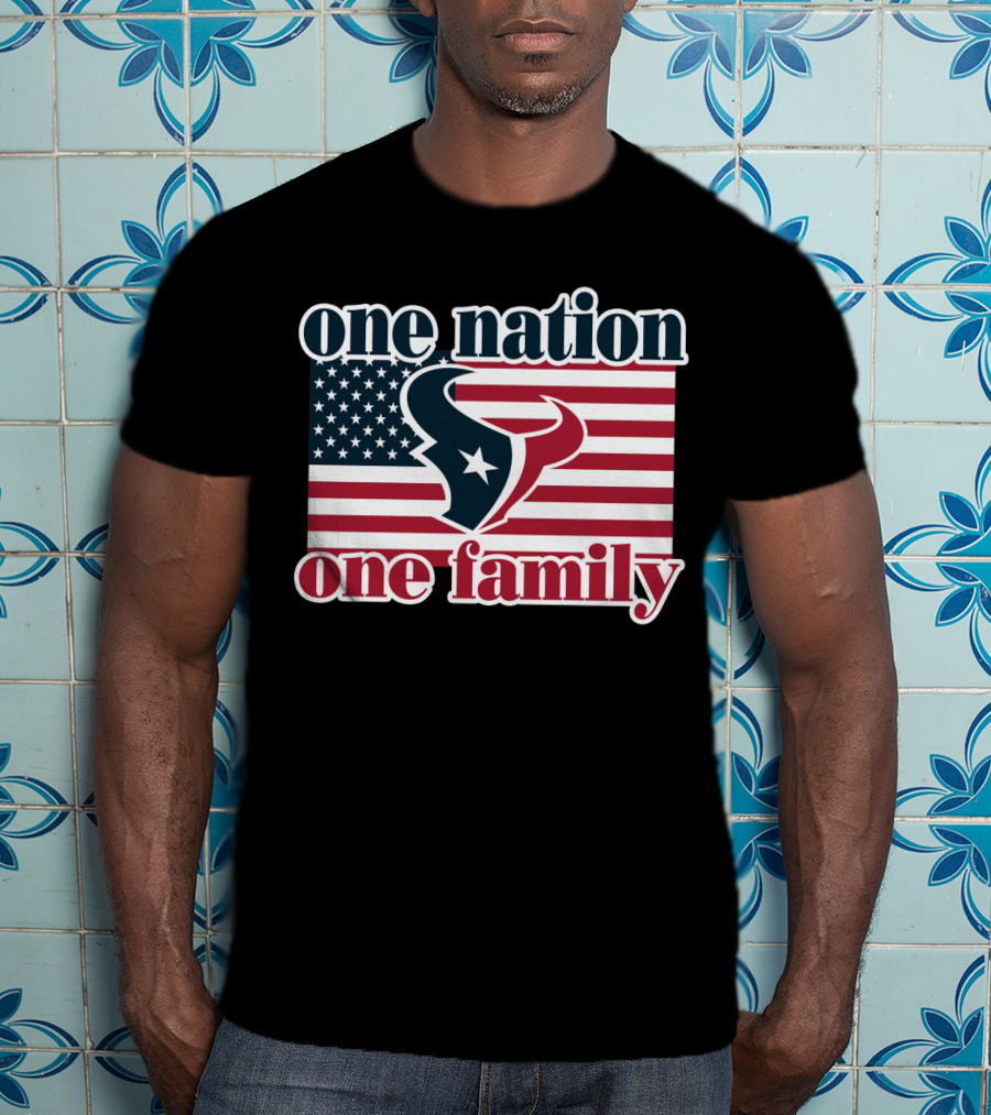 One Nation One Family Houston Texans American Flag T-Shirt