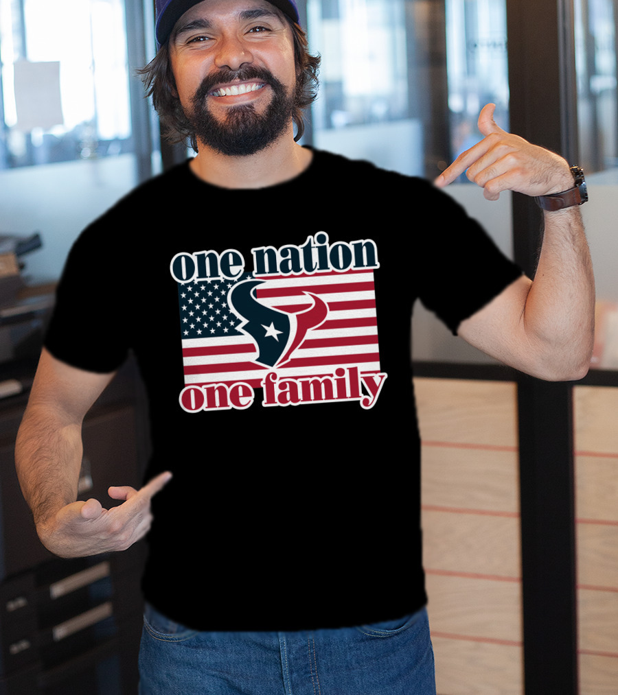 One Nation One Family Houston Texans American Flag T-Shirt