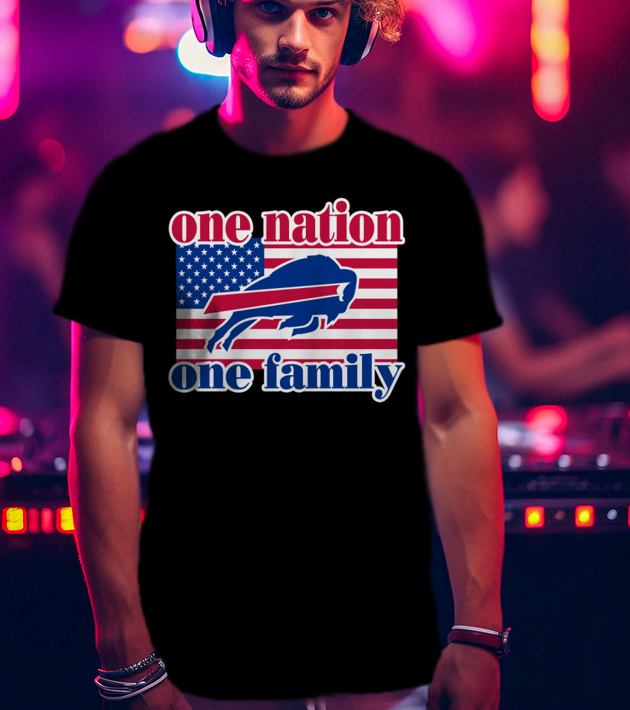 One Nation One Family Buffalo Bills Usa Flag T-Shirt