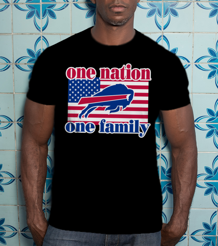 One Nation One Family Buffalo Bills Usa Flag T-Shirt