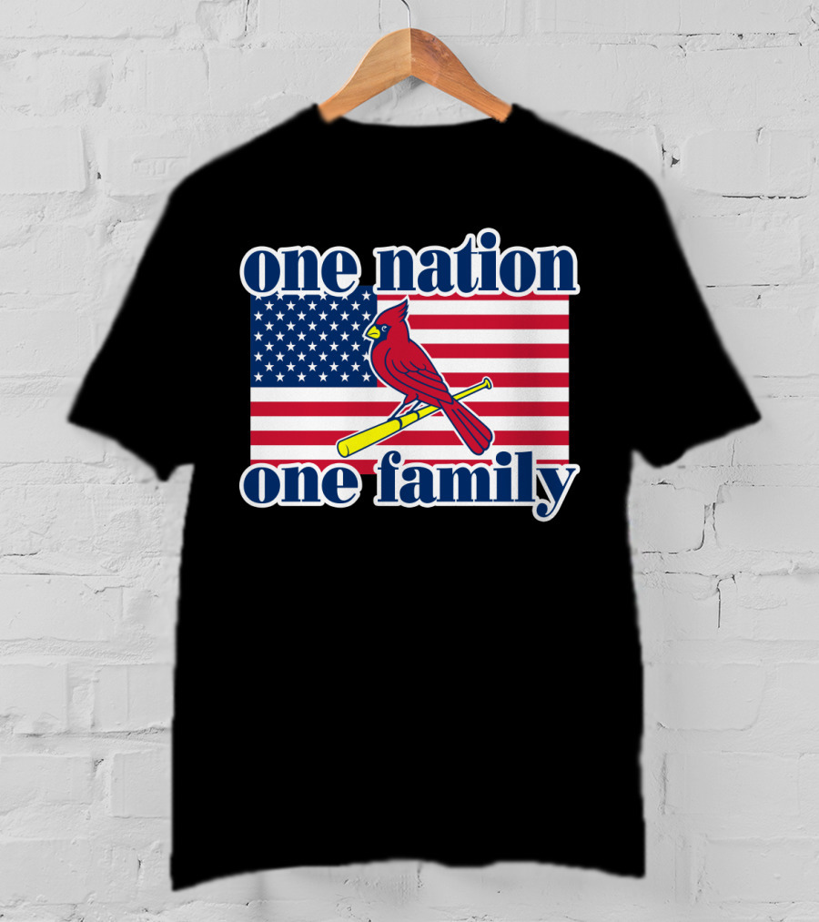 One Nation One Family St Louis Cardinals Flag T-Shirt