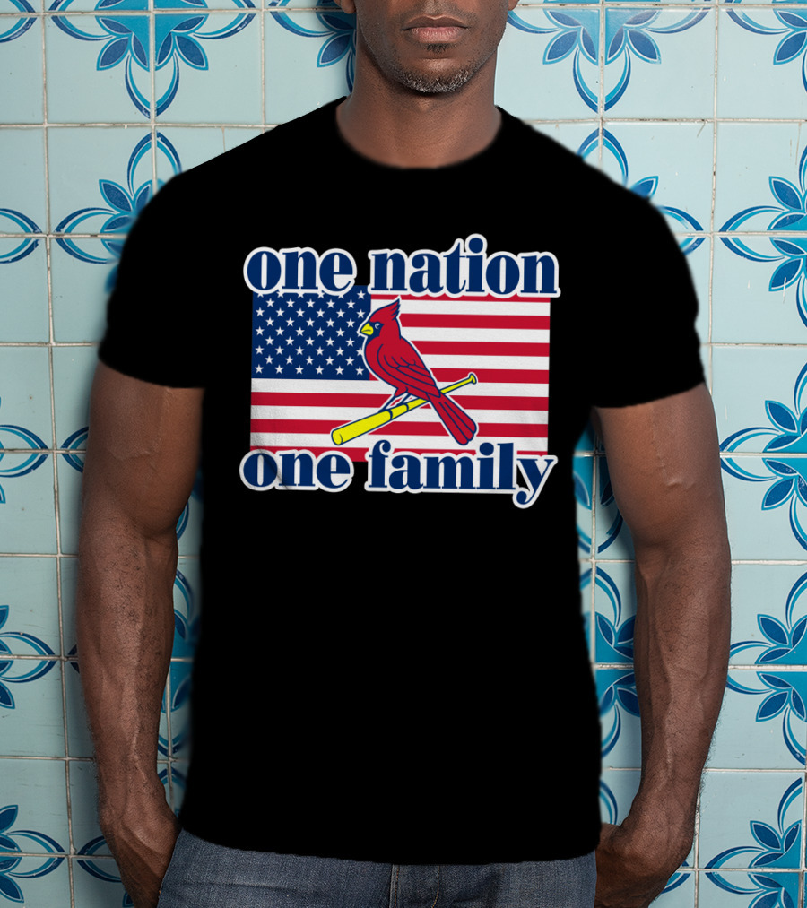 One Nation One Family St Louis Cardinals Flag T-Shirt