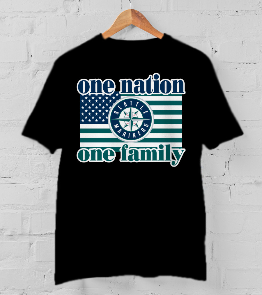 One Nation One Family Seattle Mariners Flag T-Shirt