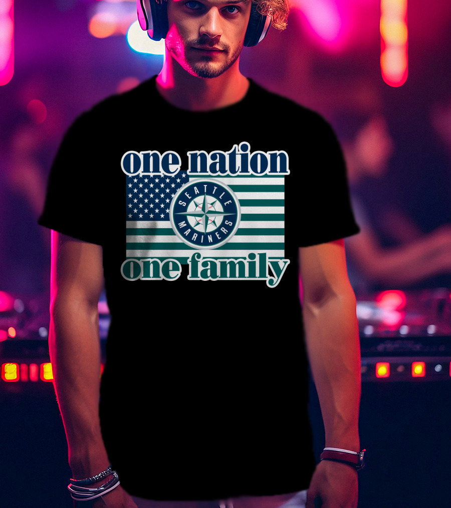 One Nation One Family Seattle Mariners Flag T-Shirt