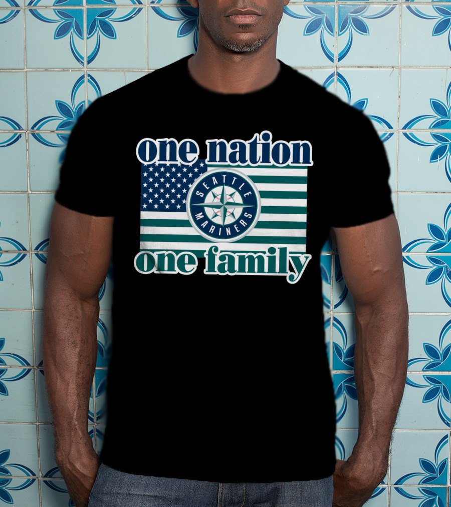 One Nation One Family Seattle Mariners Flag T-Shirt