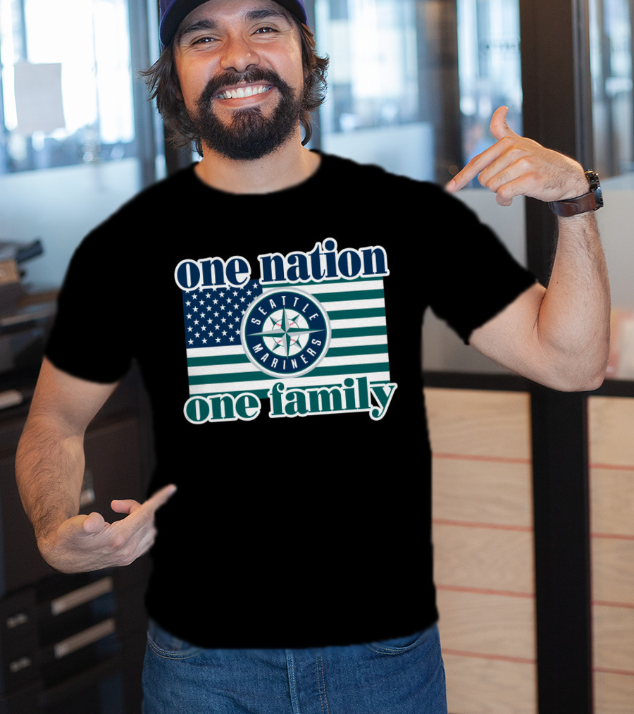 One Nation One Family Seattle Mariners Flag T-Shirt
