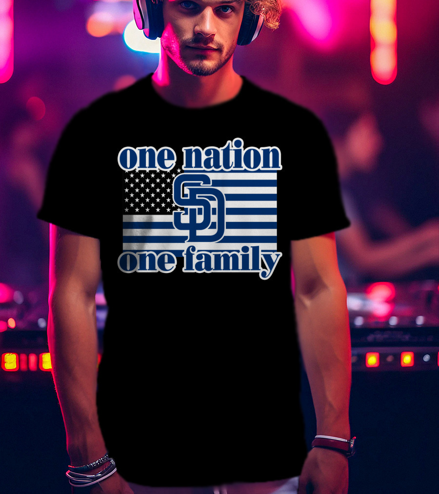 San Diego Padres One Nation One Family Usa Flag T-Shirt
