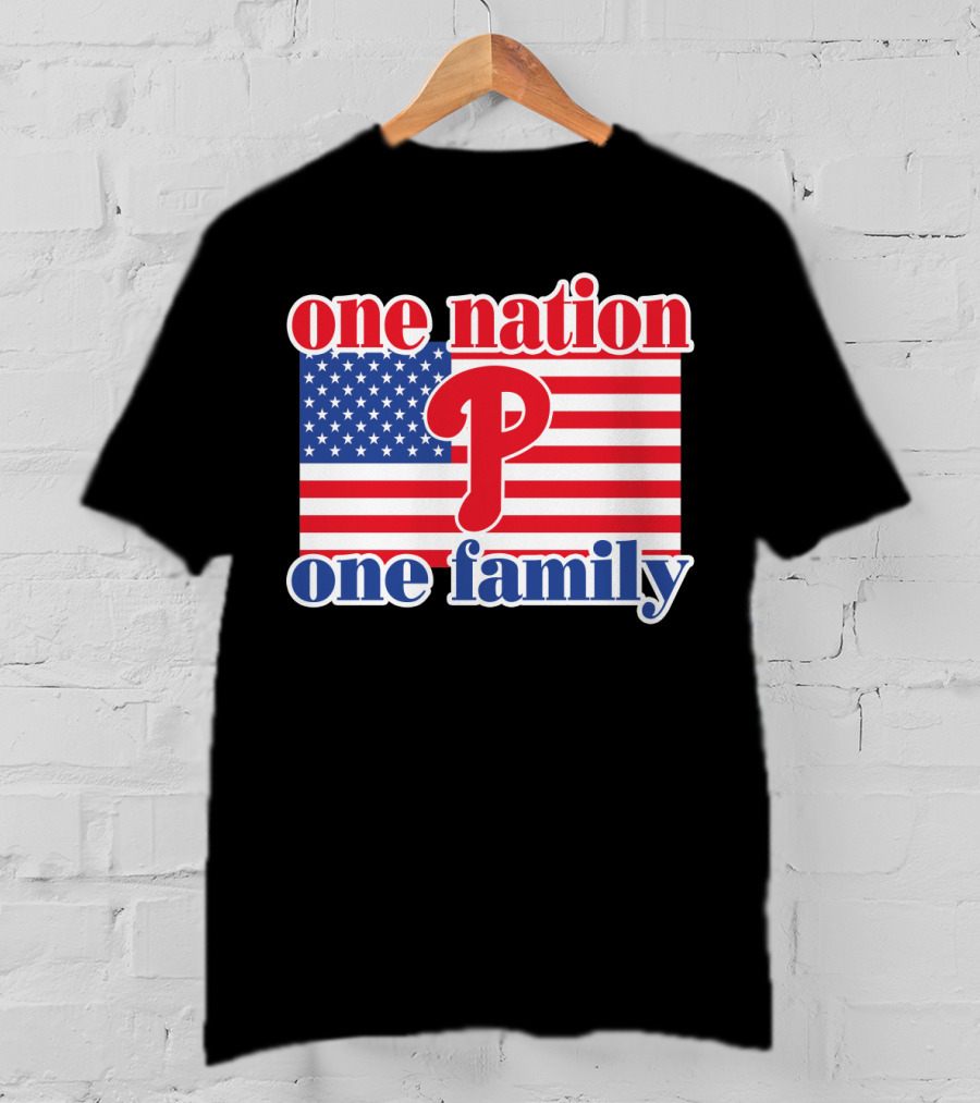 One Nation One Family Phillies American Flag T-Shirt