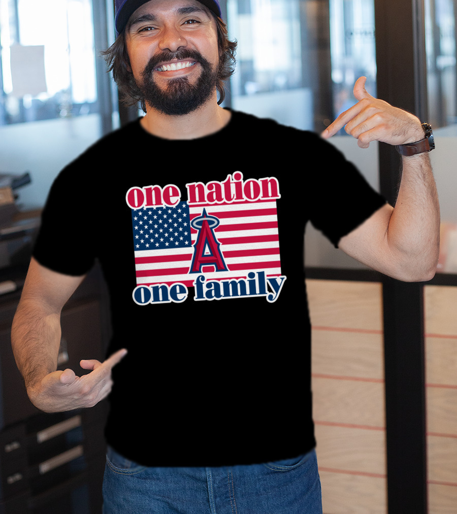 One Nation One Family Los Angeles Angels American Flag T-Shirt