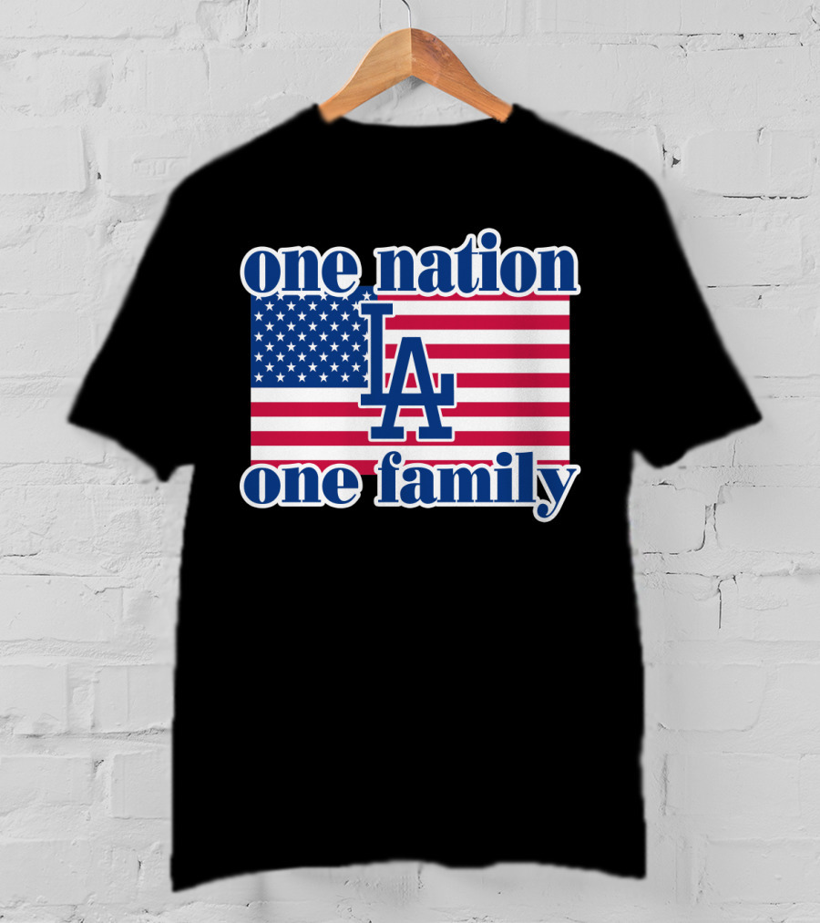 One Nation One Family La Dodgers Usa Flag T-Shirt