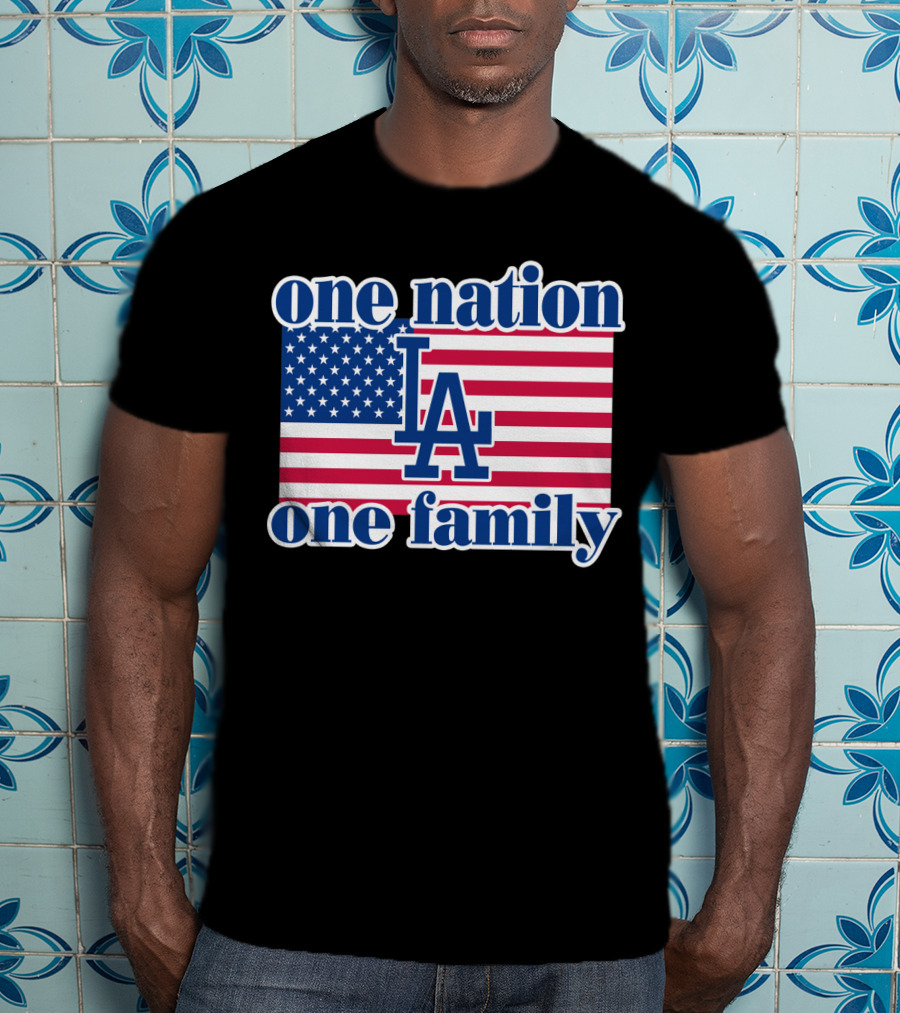 One Nation One Family La Dodgers Usa Flag T-Shirt