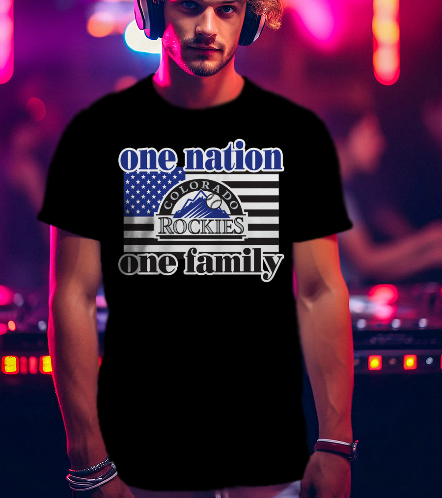 Colorado Rockies One Nation One Family Usa Flag T-Shirt