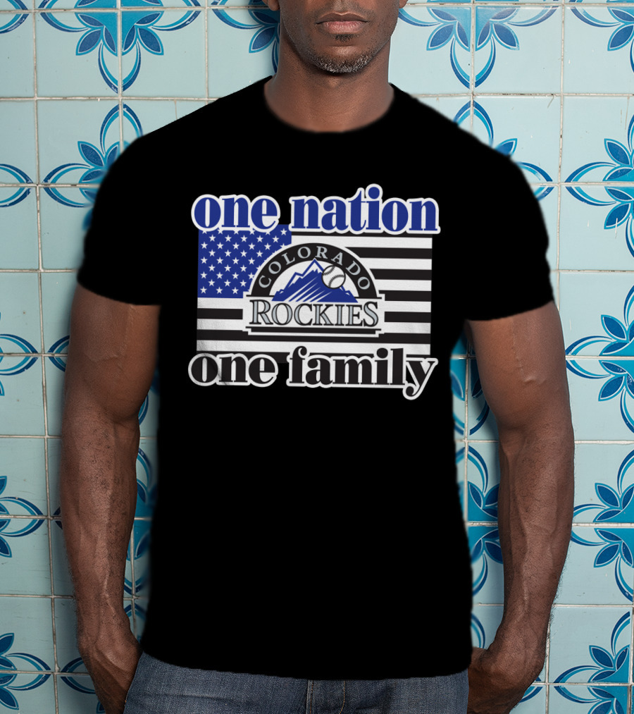 Colorado Rockies One Nation One Family Usa Flag T-Shirt