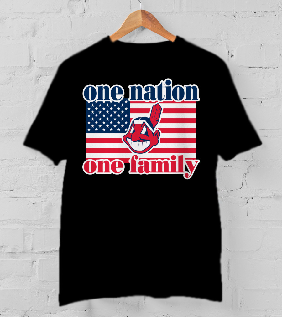 One Nation One Family 54 Cleveland Indians American Flag T-Shirt