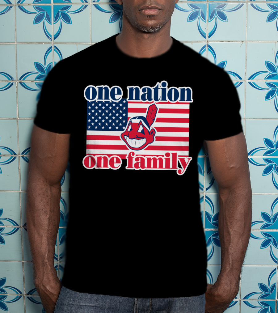 One Nation One Family 54 Cleveland Indians American Flag T-Shirt