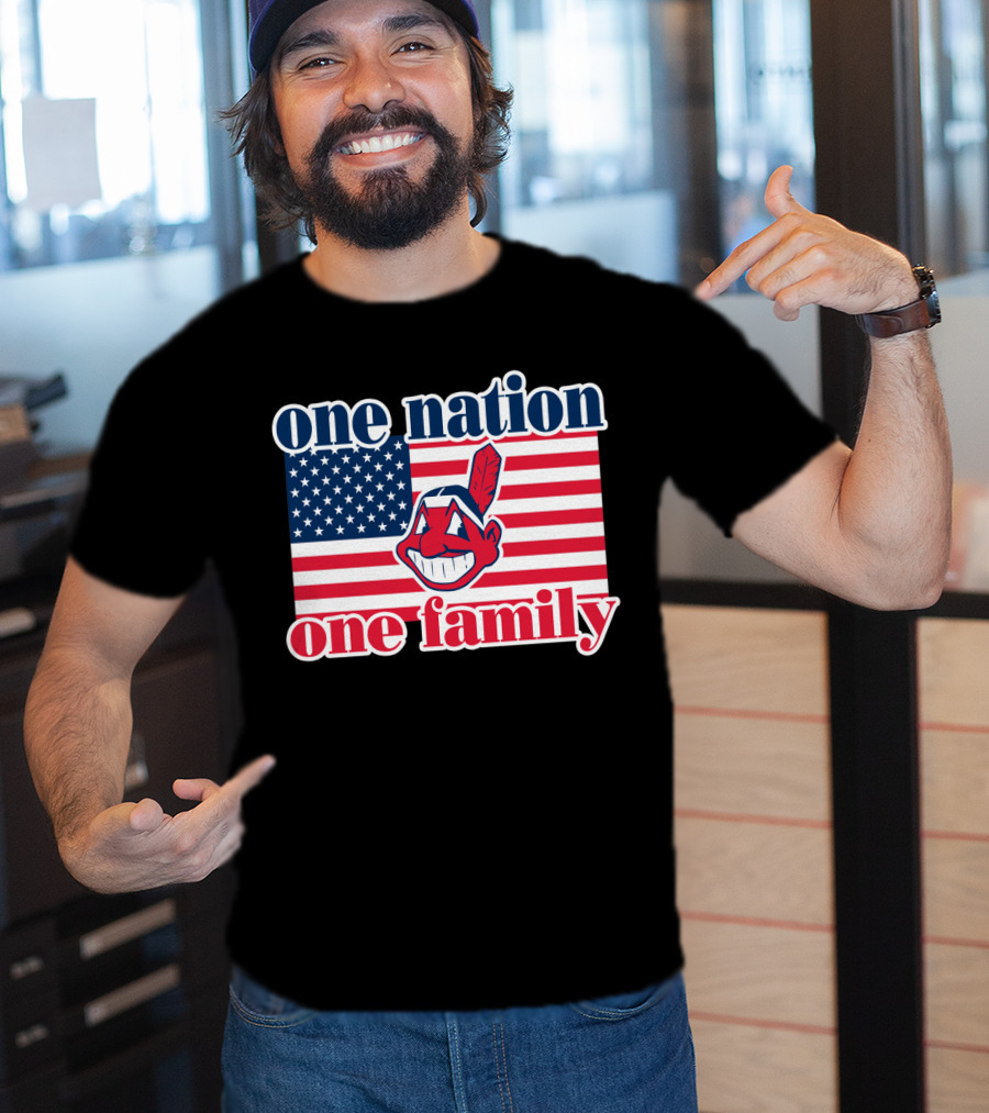 One Nation One Family 54 Cleveland Indians American Flag T-Shirt