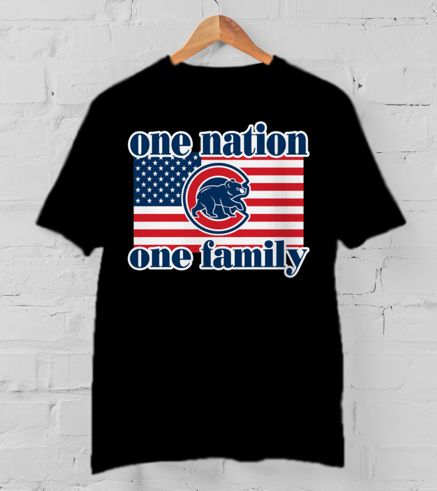 One Nation One Family 57 Chicago Cubs American Flag T-Shirt