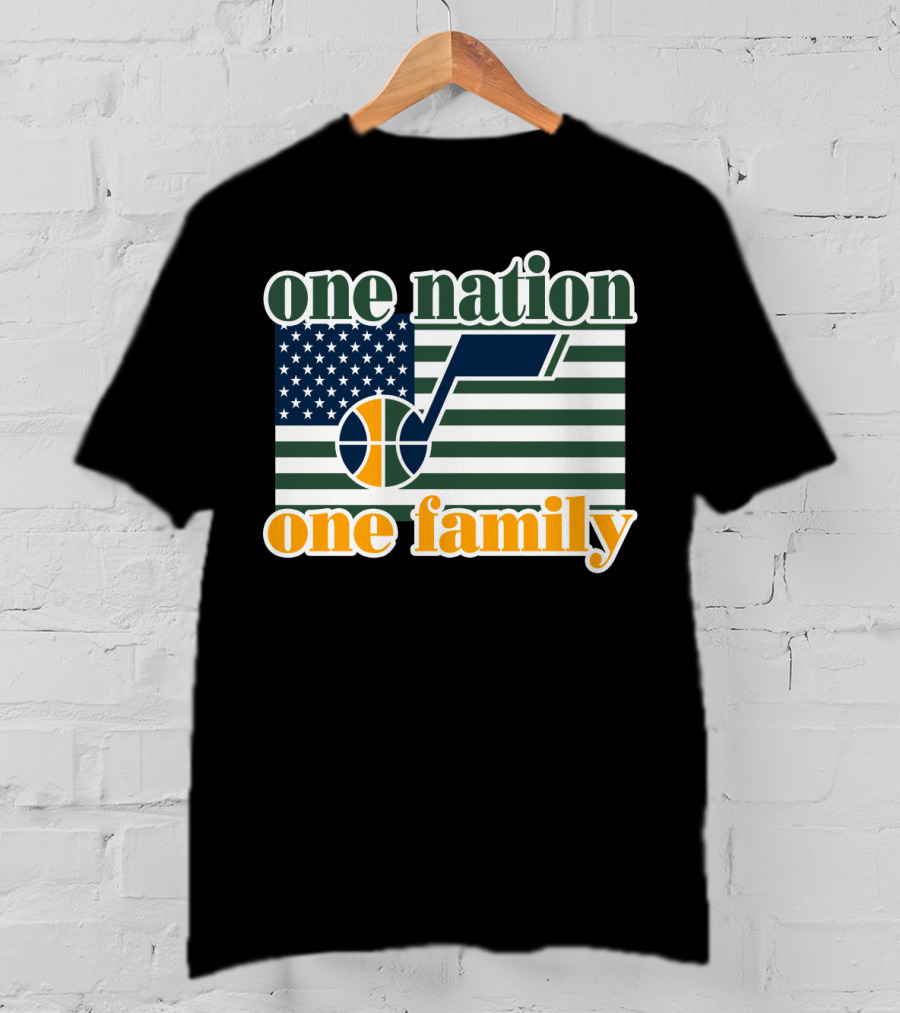 One Nation One Family Utah Jazz Basketball American Flag T-Shirt