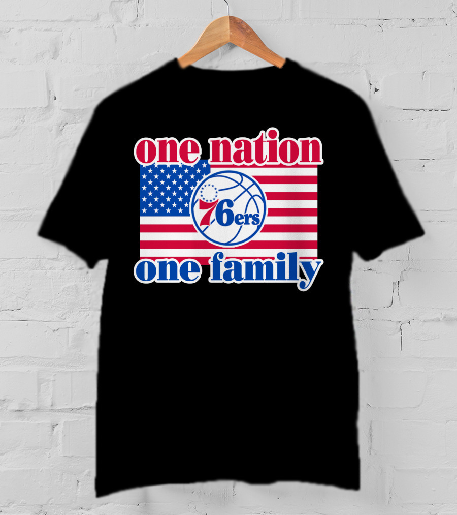 One Nation One Family Philadelphia 76ers 68 American Flag Basketball T-Shirt