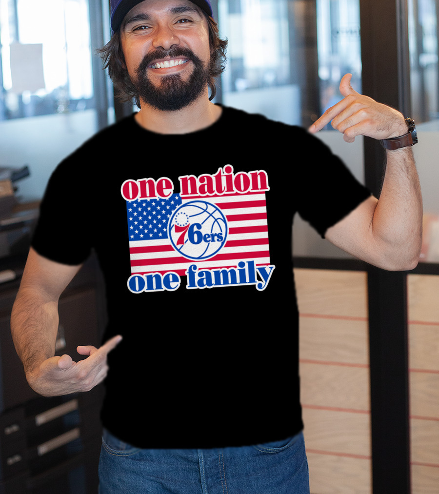 One Nation One Family Philadelphia 76ers 68 American Flag Basketball T-Shirt