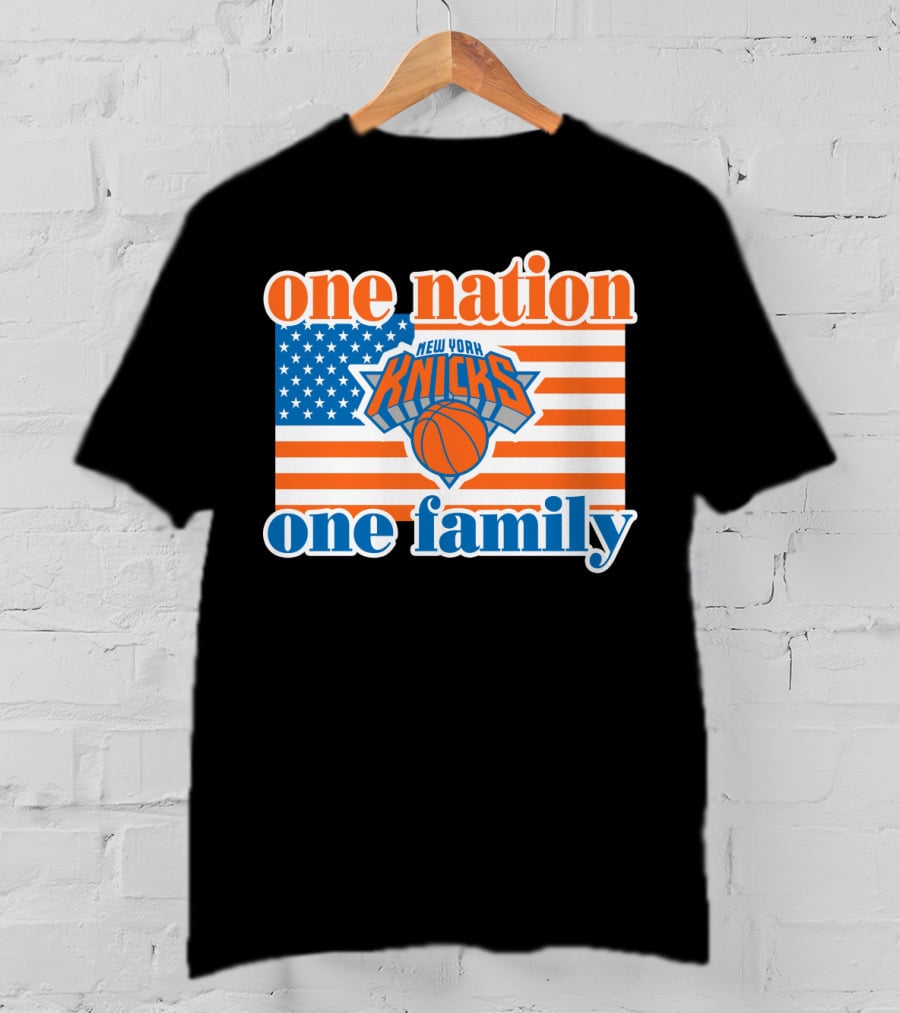 One Nation One Family New York Knicks 71 American Flag Basketball T-Shirt
