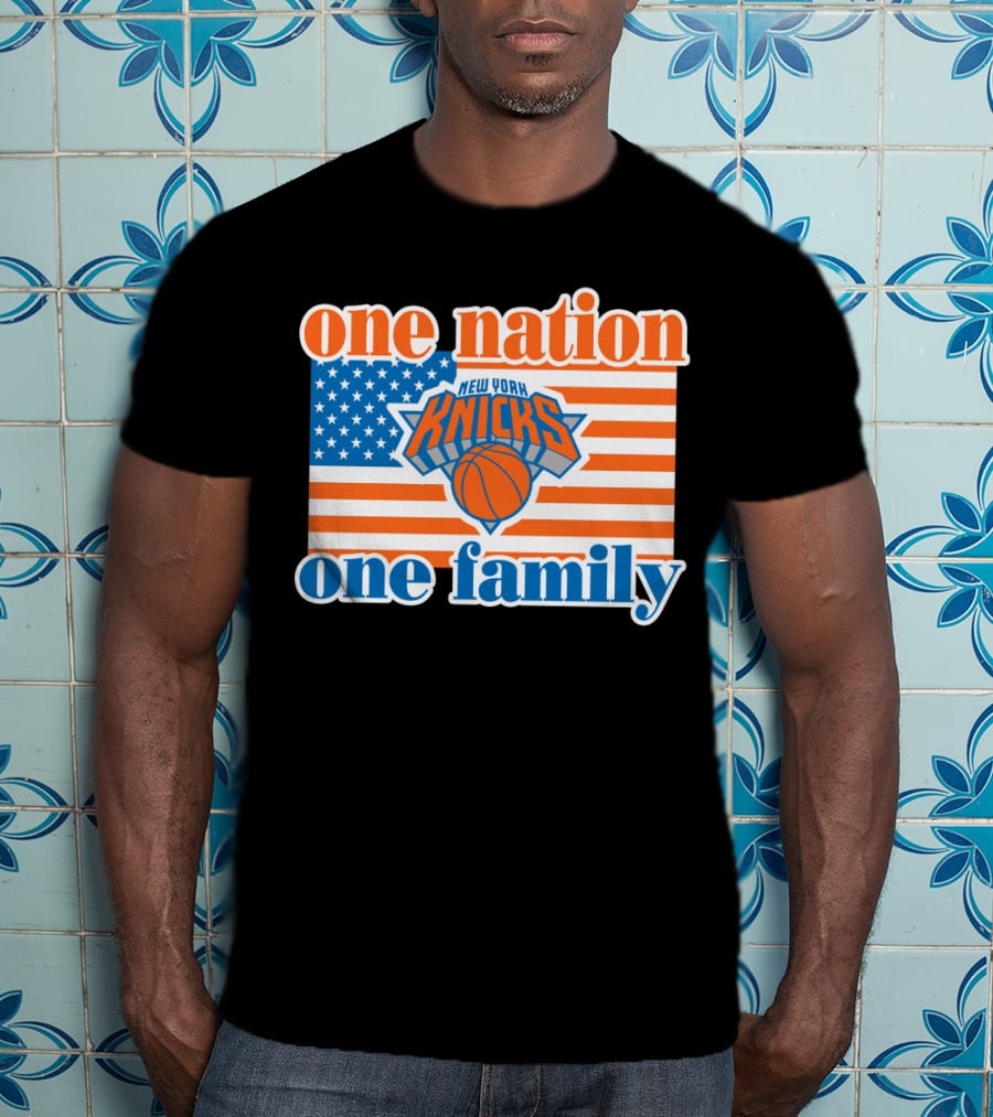 One Nation One Family New York Knicks 71 American Flag Basketball T-Shirt