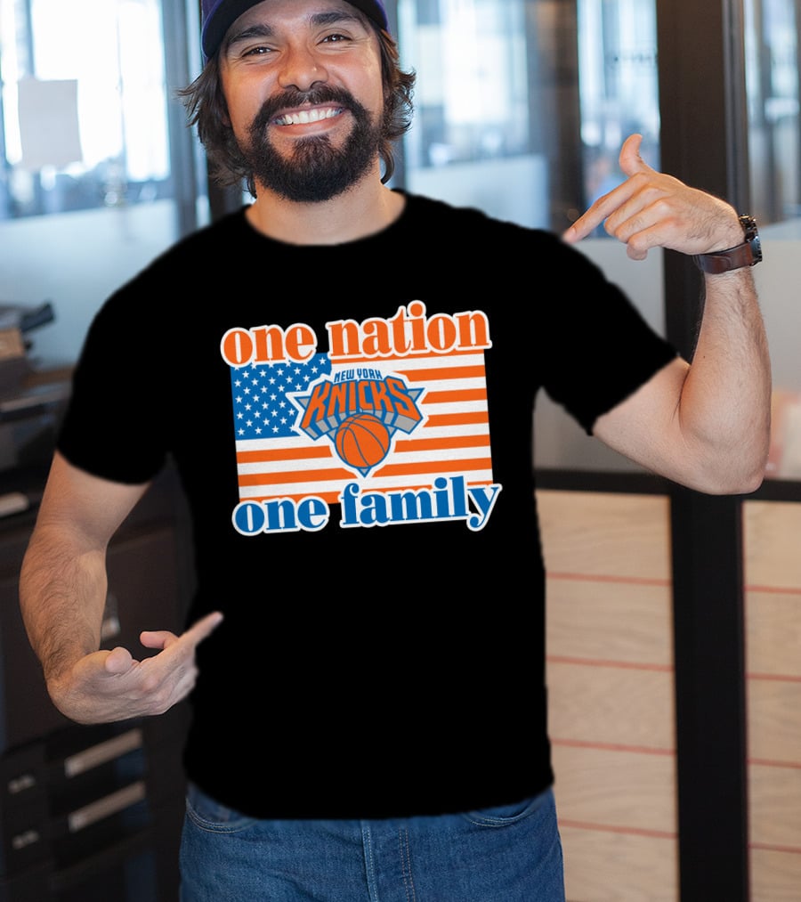 One Nation One Family New York Knicks 71 American Flag Basketball T-Shirt