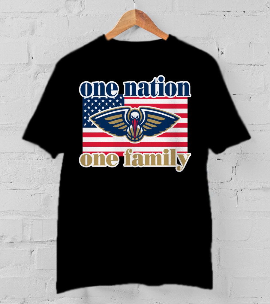 One Nation One Family New Orleans Pelicans American Flag T-Shirt
