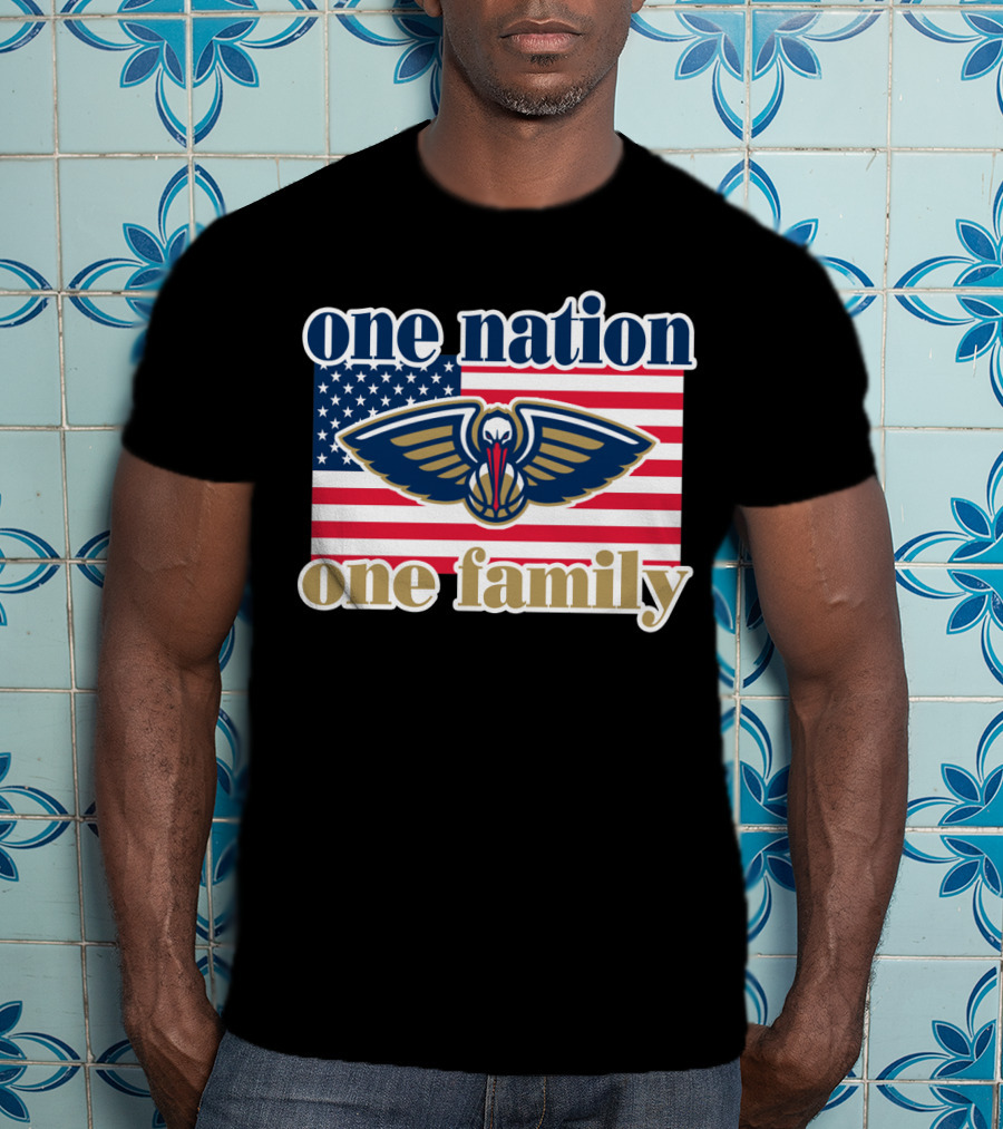 One Nation One Family New Orleans Pelicans American Flag T-Shirt