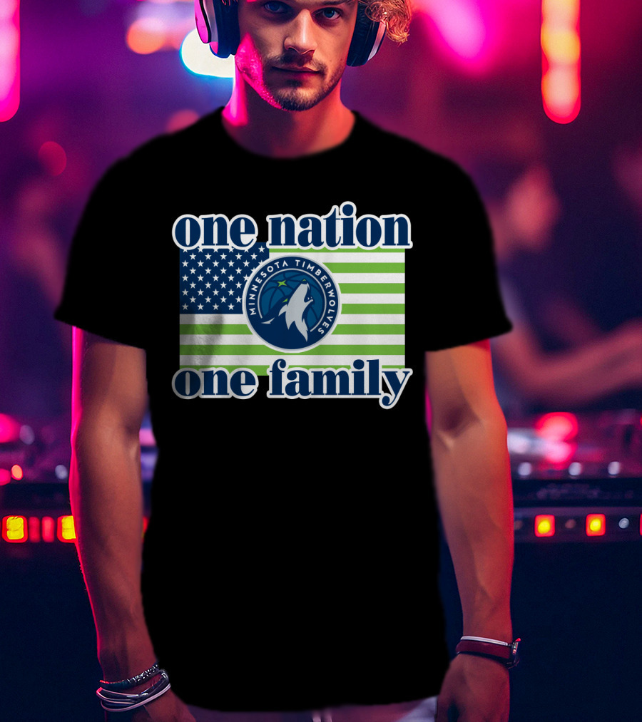 One Nation One Family Minnesota Timberwolves Flag T-Shirt