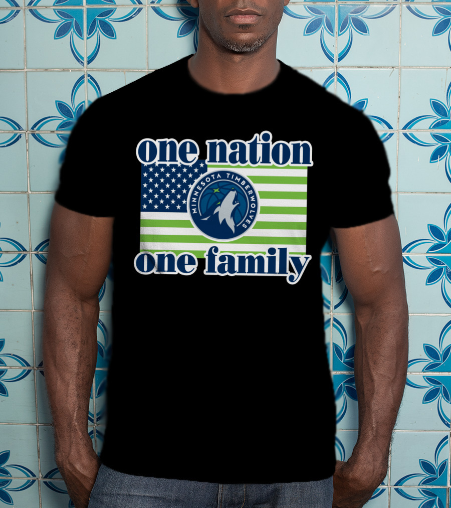 One Nation One Family Minnesota Timberwolves Flag T-Shirt